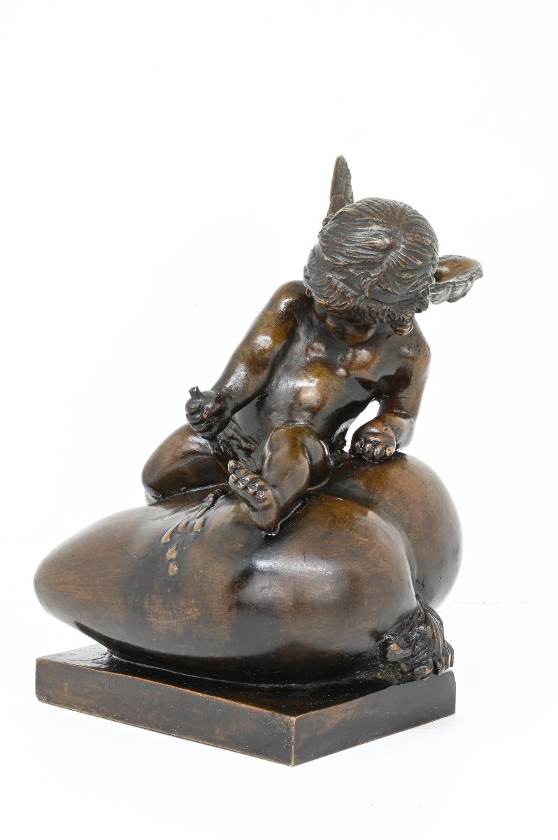 Antonio Pandiani - Putto su Cuore Trafitto - Italia Fine XIX Secolo-photo-1